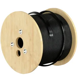 Red fiber optic cable reel